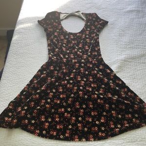 Made in USA - EUC velvet floral skater dress